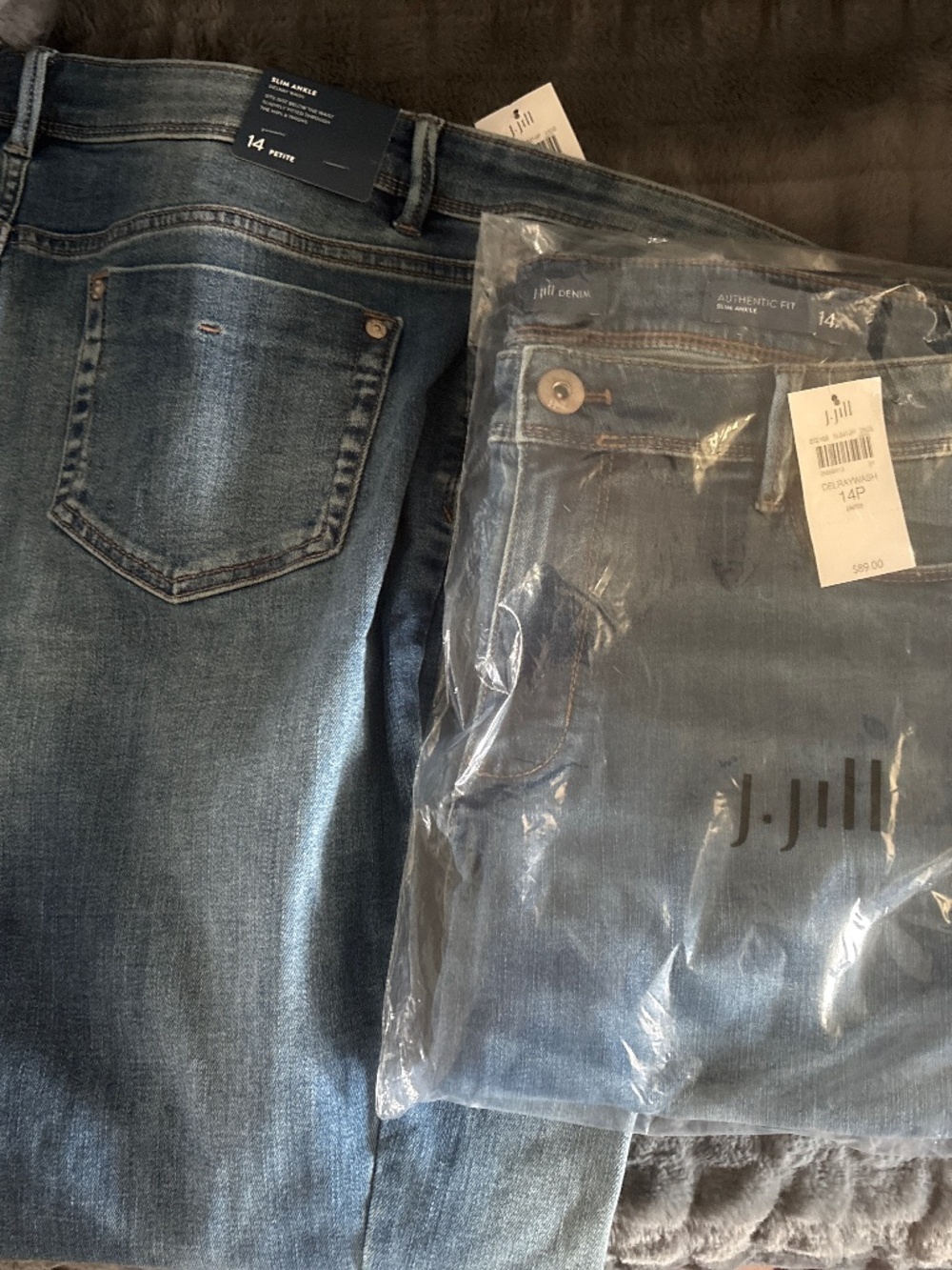 New with tags. 2 pair  of  J Jill denim slim ankle 14P jeans Delray wash